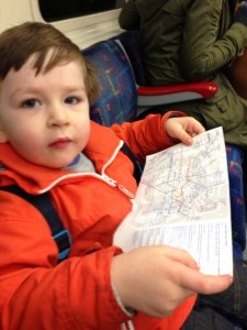 toddler with tube map