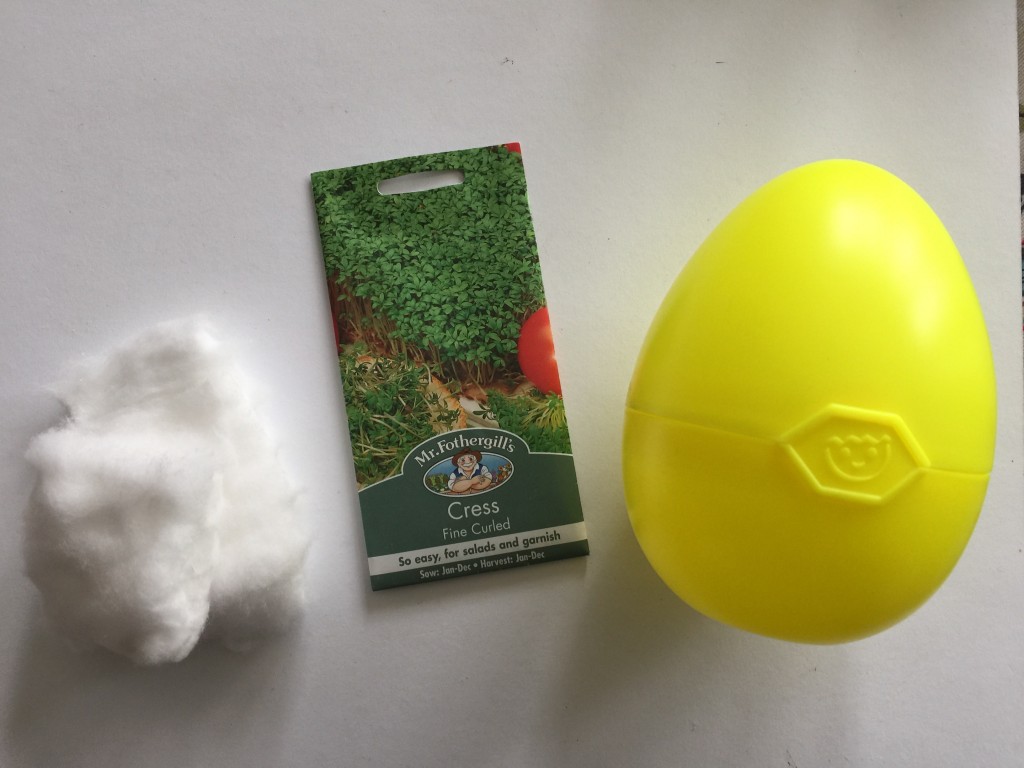 growing cress in Playmobil eggs