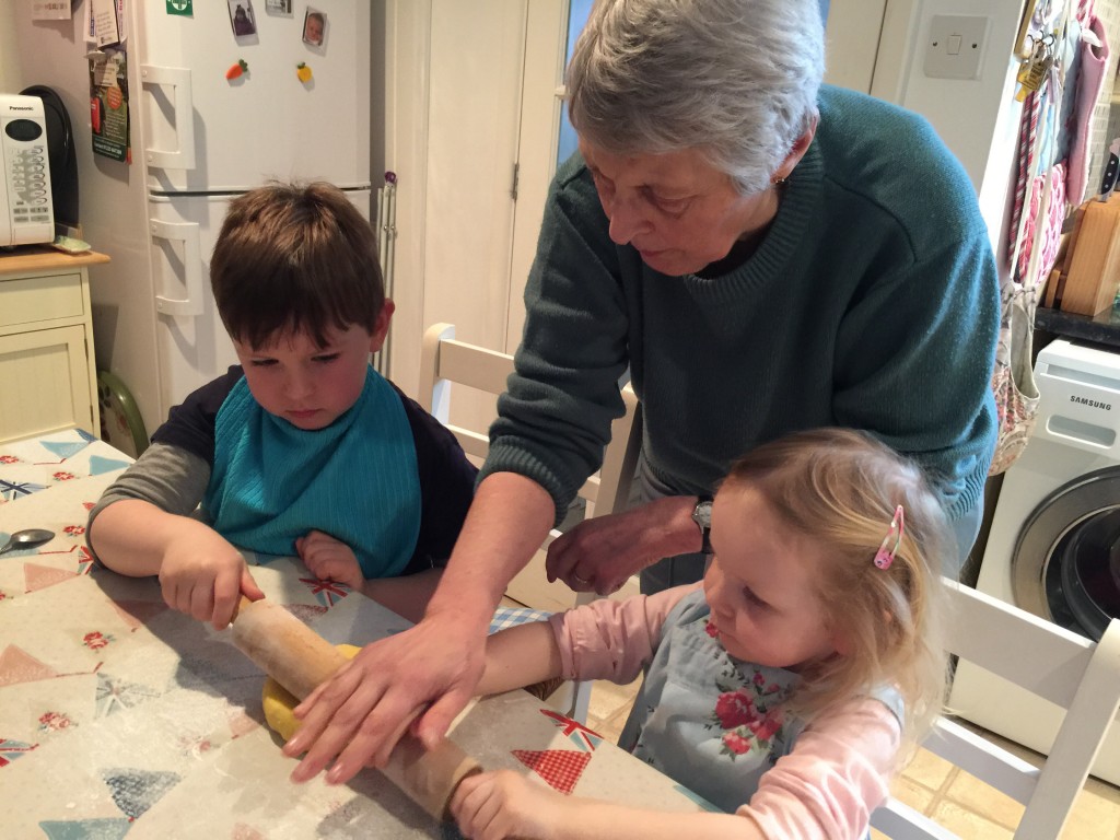 baking a cake with nanny