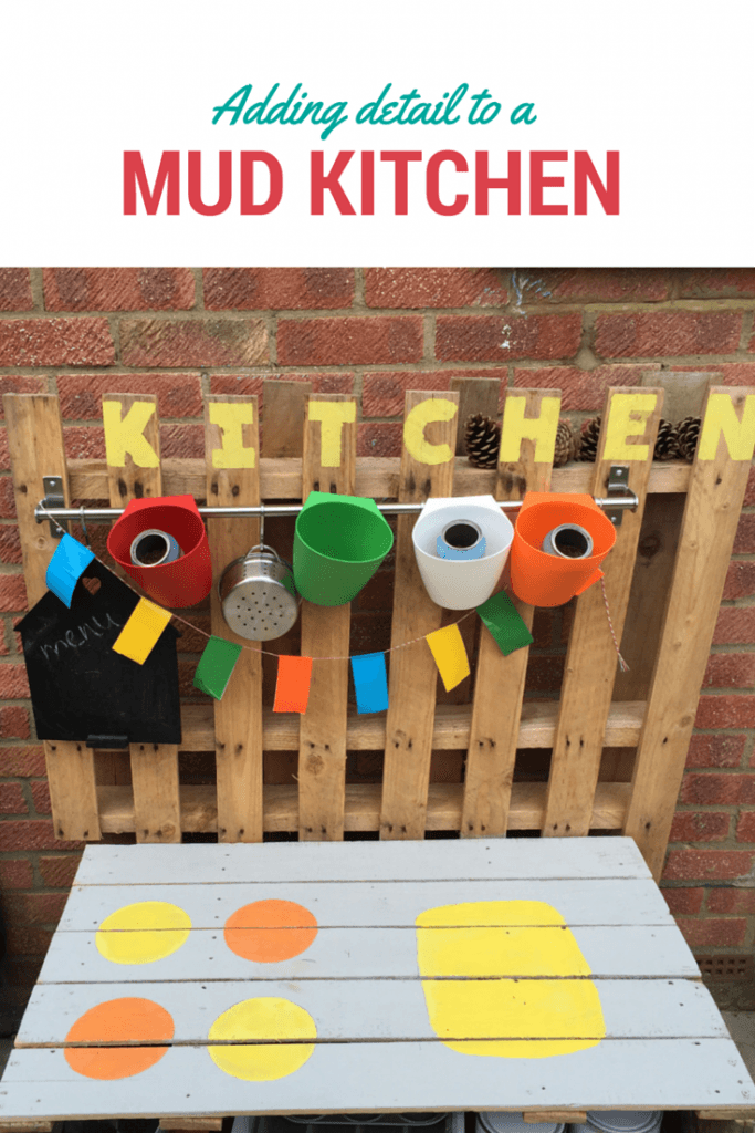 adding colour to a mud kitchen - treading on lego