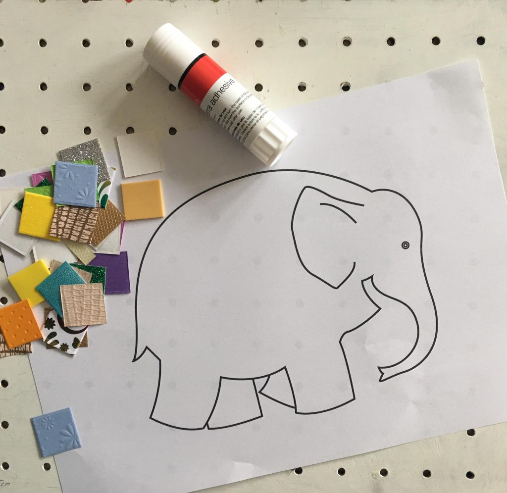 Elmer the Patchwork Elephant collage for kids